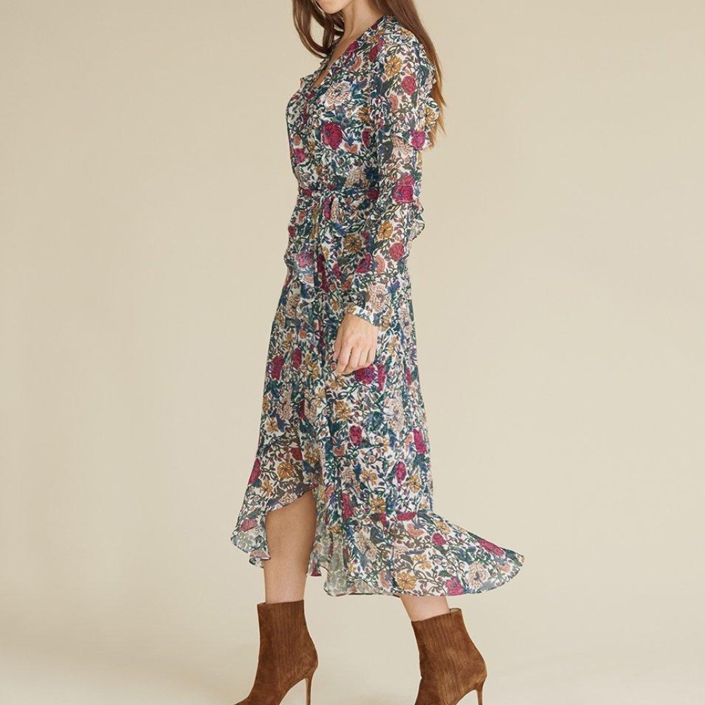 Veronica Beard Floral Chiffon Wrap Dress Anoki 6